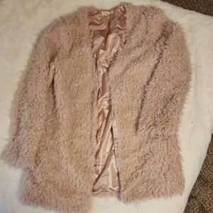 Pink Teddy Jacket Plush Faux Fur Cozy